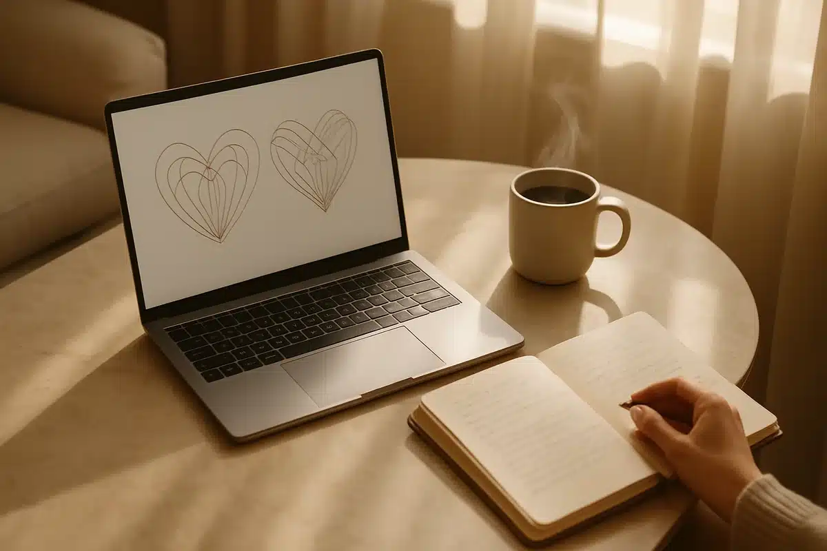 ```json { "altText": "Test séduction blog-libre.net sur ordinateur portable avec café et carnet pour évaluer son style relationnel", "caption": "Prenez quelques minutes pour découvrir votre profil séduction avec le test personnalisé de blog-libre.net", "description": "Scène de travail moderne illustrant le test séduction blog-libre.net, avec un ordinateur affichant des graphiques de compatibilité relationnelle. Cette image représente l'environnement idéal pour réaliser en 2 minutes une évaluation de son style relationnel et découvrir ses atouts en séduction." } ```